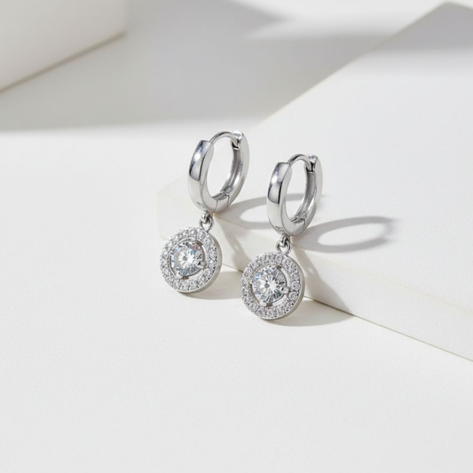 Round Cut White diamond earring